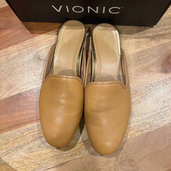 Vionic Tan Leather Mules - Picture 2 of 4